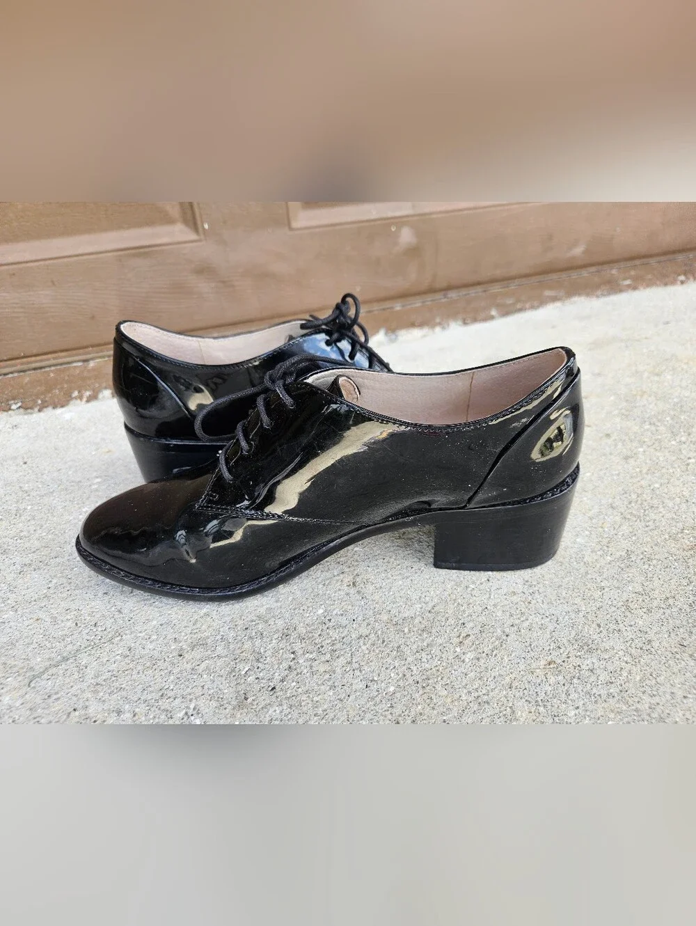 Louise et Cie Finch Shoes Womens 7M US  Oxford Lace Up Block Heels Leather Black